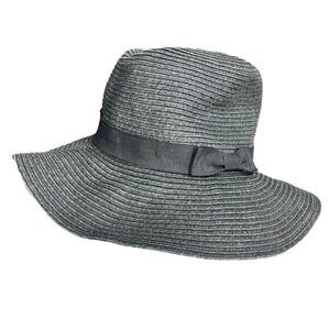 Forever 21 Black Wide Brim Sun Hat Bow Floppy Brim Beach‎ Pool Travel Vacation